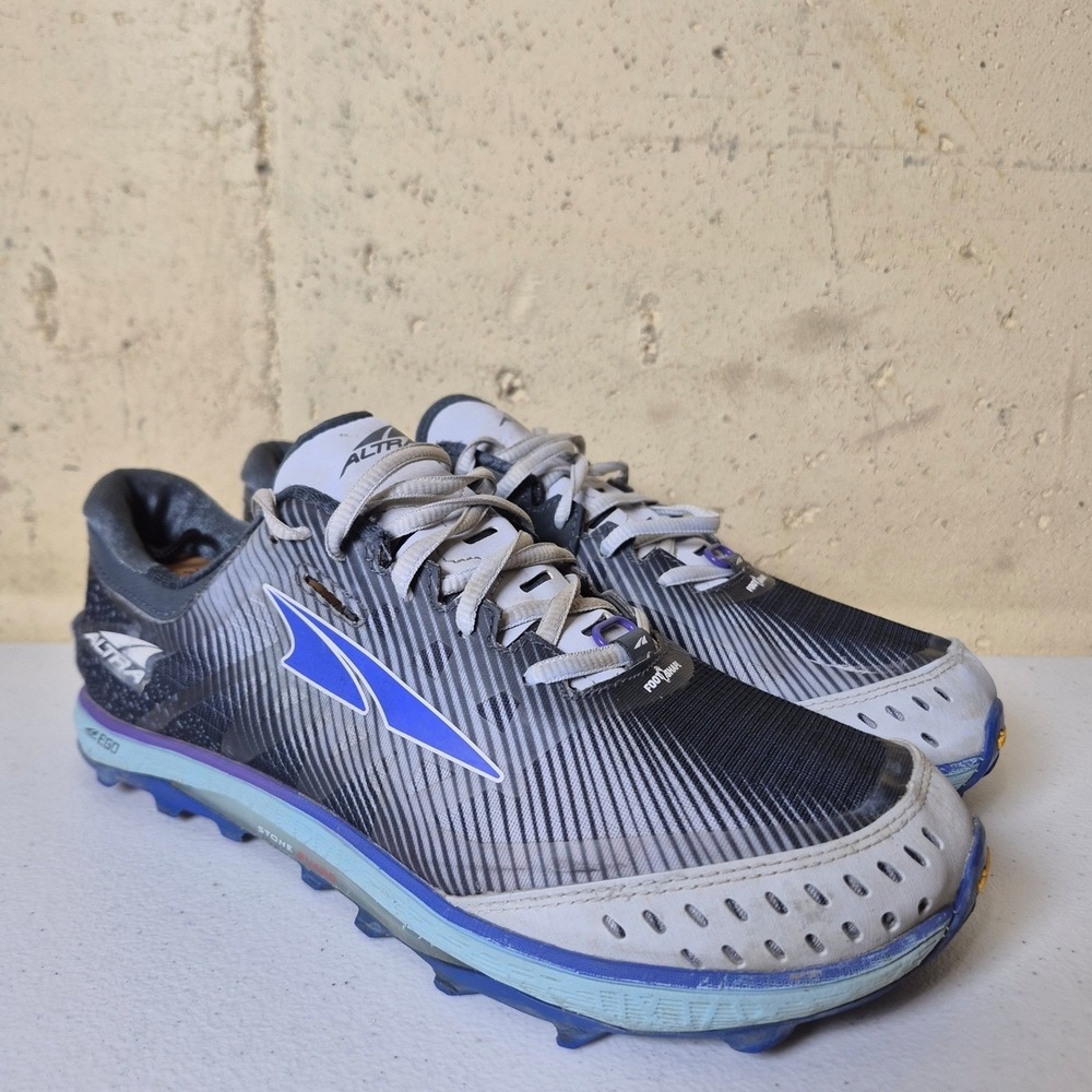 Altra King MT 2 Trail Running Shoes Womens 9.5 Gray Blue Vibram *No Strap*